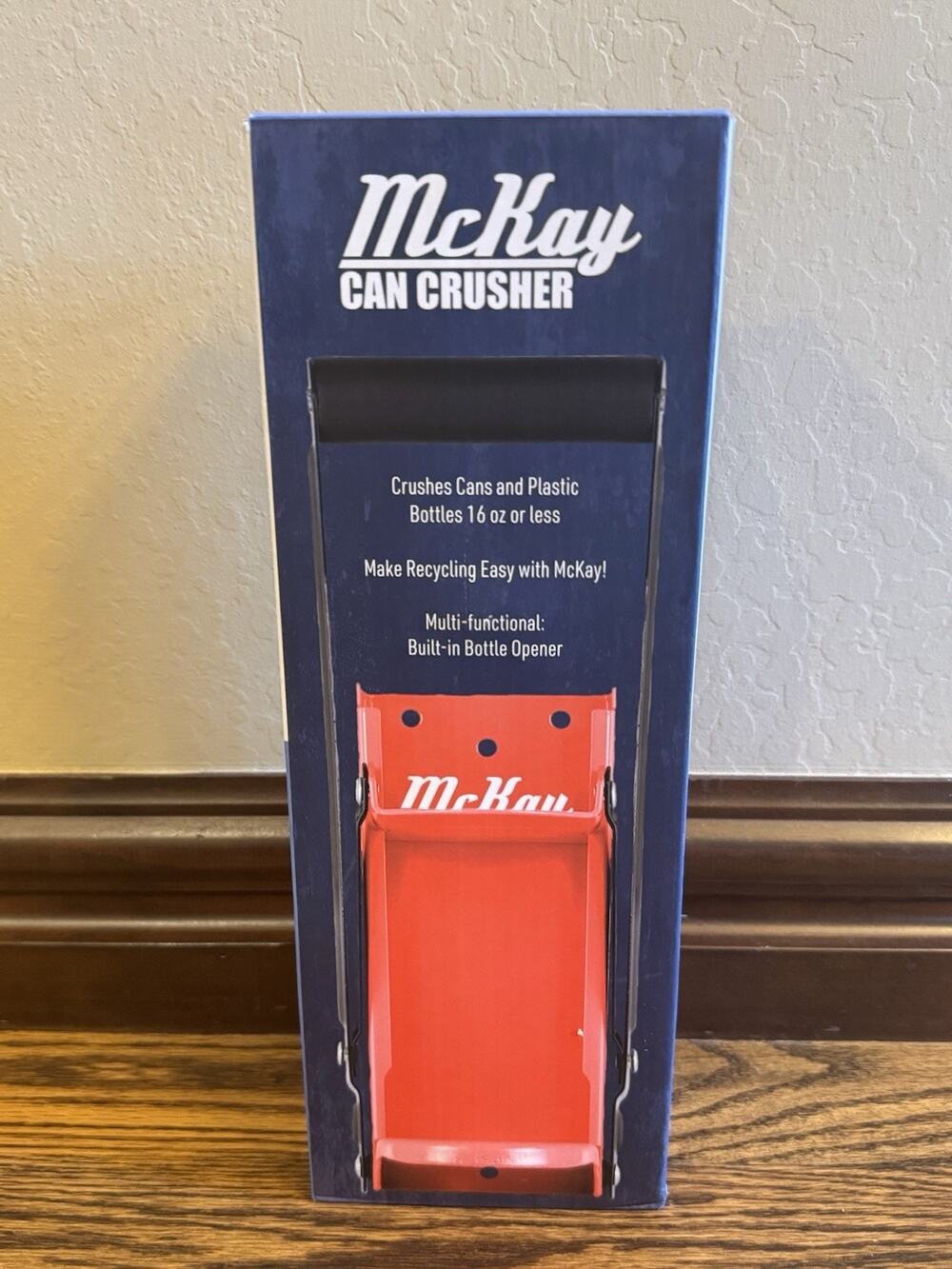 McKay 16oz Metal Can Crusher Heavy-Duty Wall-Mounted Smasher for Aluminum Black